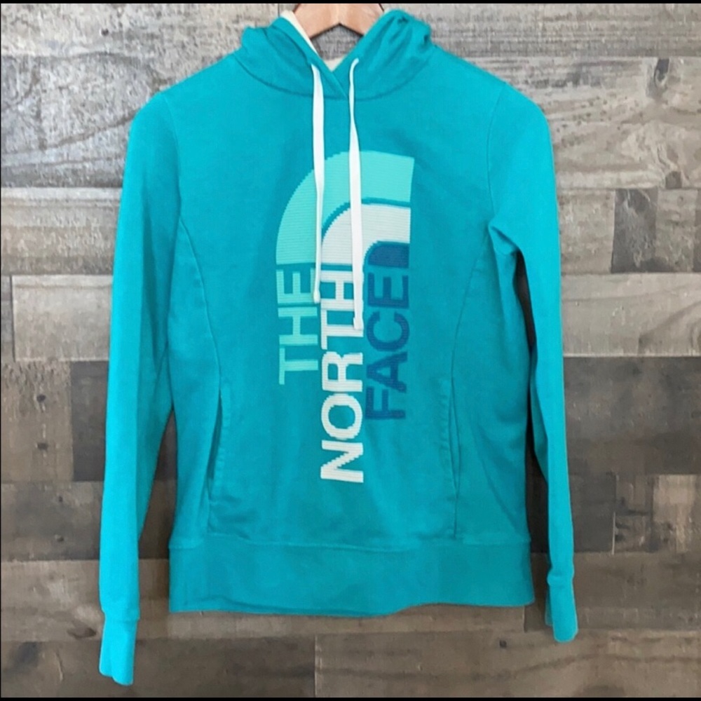 Teal north face hoodie